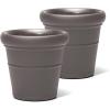 imageStep2 Claremont Tall Round Planter Large Planters for Outdoor Plants Gardening and Flower Pot for Patio or Porch Efficient Drainage Durable Plastic Terracotta 2PackDark Cedar
