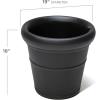 imageStep2 Claremont Tall Round Planter Large Planters for Outdoor Plants Gardening and Flower Pot for Patio or Porch Efficient Drainage Durable Plastic Terracotta 2PackOnyx Black
