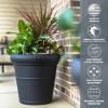 imageStep2 Claremont Tall Round Planter Large Planters for Outdoor Plants Gardening and Flower Pot for Patio or Porch Efficient Drainage Durable Plastic Terracotta 2PackOnyx Black