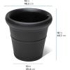 imageStep2 Claremont Tall Round Planter Large Planters for Outdoor Plants Gardening and Flower Pot for Patio or Porch Efficient Drainage Durable Plastic Terracotta 2PackOnyx Black