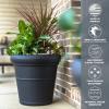 imageStep2 Claremont Tall Round Planter Large Planters for Outdoor Plants Gardening and Flower Pot for Patio or Porch Efficient Drainage Durable Plastic Terracotta 2PackOnyx Black