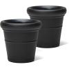 imageStep2 Claremont Tall Round Planter Large Planters for Outdoor Plants Gardening and Flower Pot for Patio or Porch Efficient Drainage Durable Plastic Terracotta 2PackOnyx Black