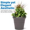 imageStep2 Claremont Tall Round Planter Large Planters for Outdoor Plants Gardening and Flower Pot for Patio or Porch Efficient Drainage Durable Plastic Terracotta 2PackDark Cedar