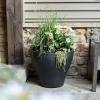 imageStep2 Fernway Round Planter Large Planters for Outdoor Plants Gardening and Flower Pot for Patio or Porch Efficient Drainage Durable Plastic Onyx Black 2PackOnyx Black