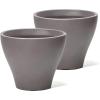 imageStep2 Fernway Round Planter Large Planters for Outdoor Plants Gardening and Flower Pot for Patio or Porch Efficient Drainage Durable Plastic Onyx Black 2PackDark Cedar