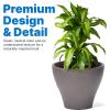 imageStep2 Fernway Round Planter Large Planters for Outdoor Plants Gardening and Flower Pot for Patio or Porch Efficient Drainage Durable Plastic Onyx Black 2PackDark Cedar