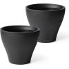 imageStep2 Fernway Round Planter Large Planters for Outdoor Plants Gardening and Flower Pot for Patio or Porch Efficient Drainage Durable Plastic Onyx Black 2PackOnyx Black