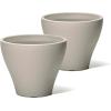 imageStep2 Fernway Round Planter Large Planters for Outdoor Plants Gardening and Flower Pot for Patio or Porch Efficient Drainage Durable Plastic Onyx Black 2PackConcrete