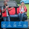 imageStep2 Folding Adult Flip Seat Portable Outdoor Chair for Poolside Tailgating Camping Picnic Stadium Provides Back Support When Sitting on Ground Made of Durable Plastic WhiteRed  Blue