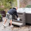 imageStep2 Hot Tub Storage Steps with Handrails 2Step Stool Waterproof Stairs for OutdoorIndoor Pool or Jacuzzi Made of Durable Plastic GrayDark Cedar