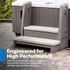 imageStep2 Hot Tub Storage Steps with Handrails 2Step Stool Waterproof Stairs for OutdoorIndoor Pool or Jacuzzi Made of Durable Plastic GrayDark Cedar