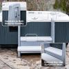 imageStep2 Hot Tub Storage Steps with Handrails 2Step Stool Waterproof Stairs for OutdoorIndoor Pool or Jacuzzi Made of Durable Plastic GrayGray