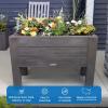 imageStep2 Lakewood Raised Planter Box Large Planters for Outdoor Plants Gardening and Flower Pot for Patio or Porch Easy Drainage Durable Plastic Sage GrayDark Cedar