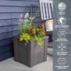 imageStep2 Lakewood Square Planter Large Planters for Outdoor Plants Gardening and Flower Pot for Patio or Porch Efficient Drainage Durable Plastic Sage Gray 2PackDark Cedar