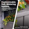 imageStep2 Lakewood Square Planter Large Planters for Outdoor Plants Gardening and Flower Pot for Patio or Porch Efficient Drainage Durable Plastic Sage Gray 2PackDark Cedar