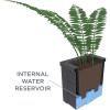 imageStep2 Lakewood Square Planter Large Planters for Outdoor Plants Gardening and Flower Pot for Patio or Porch Efficient Drainage Durable Plastic Sage Gray 2PackDark Cedar