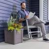imageStep2 Lakewood Square Planter Large Planters for Outdoor Plants Gardening and Flower Pot for Patio or Porch Efficient Drainage Durable Plastic Sage Gray 2PackDark Cedar