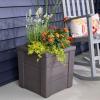 imageStep2 Lakewood Square Planter Large Planters for Outdoor Plants Gardening and Flower Pot for Patio or Porch Efficient Drainage Durable Plastic Sage Gray 2PackDark Cedar