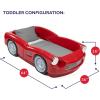 imageStep2 Roadster ToddlertoTwin Bed Crib to Twin Transition Race Car Bed Adjustable Ages 3 Years Old Easy Assembly RedRed Roadster