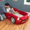 imageStep2 Roadster ToddlertoTwin Bed Crib to Twin Transition Race Car Bed Adjustable Ages 3 Years Old Easy Assembly RedRed Roadster