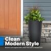 imageStep2 Tremont Tall Round Tapered Planter Large Planters for Outdoor Plants Gardening and Flower Pot for Patio or Porch Efficient Drainage Durable Plastic Dark Cedar 1PackOnyx Black