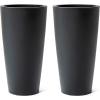 imageStep2 Tremont Tall Round Tapered Planter Large Planters for Outdoor Plants Gardening and Flower Pot for Patio or Porch Efficient Drainage Durable Plastic Dark Cedar 1PackOnyx Black