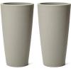 imageStep2 Tremont Tall Round Tapered Planter Large Planters for Outdoor Plants Gardening and Flower Pot for Patio or Porch Efficient Drainage Durable Plastic Dark Cedar 1PackConcrete