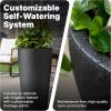 imageStep2 Tremont Tall Round Tapered Planter Large Planters for Outdoor Plants Gardening and Flower Pot for Patio or Porch Efficient Drainage Durable Plastic Dark Cedar 1PackOnyx Black