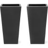 imageStep2 Tremont Tall Round Tapered Planter Large Planters for Outdoor Plants Gardening and Flower Pot for Patio or Porch Efficient Drainage Durable Plastic Dark Cedar 1PackOnyx Black