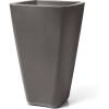 imageStep2 Bridgeview Tall Square Planter Large Planters for Outdoor Plants Gardening and Flower Pot for Patio or Porch Efficient Drainage Durable Plastic Dark Cedar 2PackDark Cedar