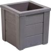 imageStep2 Lakewood Square Planter Large Planters for Outdoor Plants Gardening and Flower Pot for Patio or Porch Efficient Drainage Durable Plastic Sage Gray 2PackDark Cedar