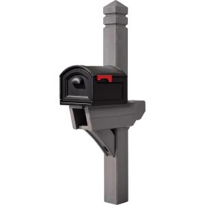imageKingsley Park 597799 Highland Mail Post Dark CedarDark Cedar Mail Post and Onyx Black Xl Mailbox