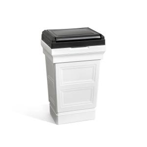 imageStep2 Atherton Large Garbage Container IndoorOutdoor Trash Can with Lid Weather Resistant Made of Durable Plastic WeatherResistant Classic WhiteClassic White