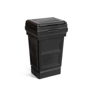 imageStep2 Atherton Large Garbage Container IndoorOutdoor Trash Can with Lid Weather Resistant Made of Durable Plastic WeatherResistant Classic WhiteOnyx Black