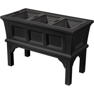 imageStep2 Atherton Raised Planter Box Large Planters for Outdoor Plants Gardening and Flower Pot for Patio or Porch Easy Drainage Durable Plastic Sage GrayOnyx Black
