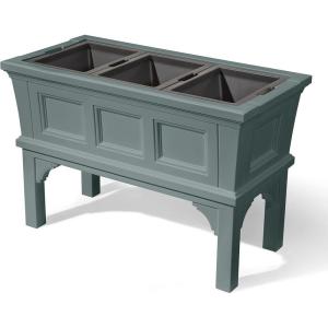 imageStep2 Atherton Raised Planter Box Large Planters for Outdoor Plants Gardening and Flower Pot for Patio or Porch Easy Drainage Durable Plastic Sage GraySage Gray
