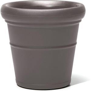 imageStep2 Claremont Tall Round Planter Large Planters for Outdoor Plants Gardening and Flower Pot for Patio or Porch Efficient Drainage Durable Plastic Terracotta 2PackDark Cedar