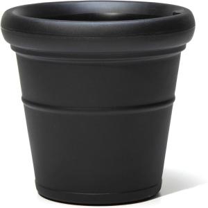 imageStep2 Claremont Tall Round Planter Large Planters for Outdoor Plants Gardening and Flower Pot for Patio or Porch Efficient Drainage Durable Plastic Terracotta 2PackOnyx Black