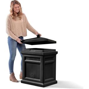 imageStep2 Express Package Delivery Box Weather Resistant Large Outdoor Parcel Storage Made of Durable Plastic No Installation Secures Packages BlackBlack