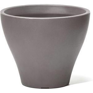imageStep2 Fernway Round Planter Large Planters for Outdoor Plants Gardening and Flower Pot for Patio or Porch Efficient Drainage Durable Plastic Onyx Black 2PackDark Cedar