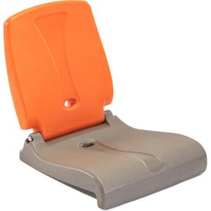 imageStep2 Folding Adult Flip Seat Portable Outdoor Chair for Poolside Tailgating Camping Picnic Stadium Provides Back Support When Sitting on Ground Made of Durable Plastic WhiteBrown  Orange