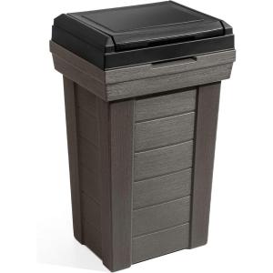 imageStep2 Lakewood Garbage Container  Dark Cedar  IndoorOutdoor Refuse Container  Large Capacity Garbage Receptacle  Decorative Trash Can with Lid  Ideal for Patio Kitchen Pool Storage and More