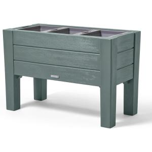 imageStep2 Lakewood Raised Planter Box Large Planters for Outdoor Plants Gardening and Flower Pot for Patio or Porch Easy Drainage Durable Plastic Sage GraySage Gray