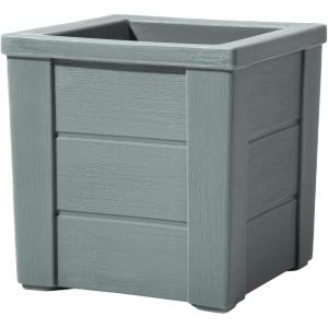imageStep2 Lakewood Square Planter Large Planters for Outdoor Plants Gardening and Flower Pot for Patio or Porch Efficient Drainage Durable Plastic Sage Gray 2PackSage Gray