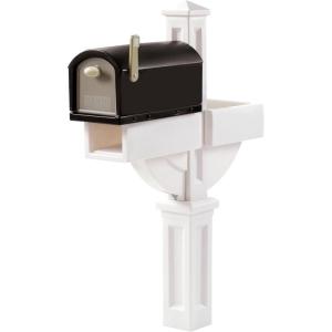 imageStep2 Mailmaster Hudson Mailbox ampamp Post Weather Resistant Large Outdoor Mailboxes Made of Durable Plastic Easy to Install Flag Included BlackWhite  Black