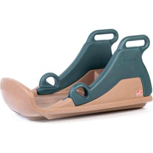 imageStep2 Snow Runner Kids Ride On Toy ampamp Outdoor Snow Sled ampamp Toboggan Fits 2 Riders Made of Durable Plastic Max Weight 120 lbs for Toddlers 36 Years Old Tan ampamp Green