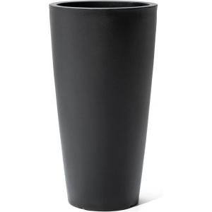 imageStep2 Tremont Tall Round Tapered Planter Large Planters for Outdoor Plants Gardening and Flower Pot for Patio or Porch Efficient Drainage Durable Plastic Dark Cedar 1PackOnyx Black