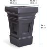 imageStep2 Atherton Square Planter Large Planters for Outdoor Plants Gardening and Flower Pot for Patio or Porch Efficient Drainage Durable Plastic Classic WhiteOnyx Black