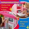 imageStep2 Fun with Friends Kids Kitchen Playset IndoorOutdoor Kitchenette Interactive Play with Lights and Sounds Durable Plastic Includes 25 Piece Toy Accessories Toddlers 2 Years Old PinkGray
