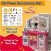imageStep2 Fun with Friends Kids Kitchen Playset IndoorOutdoor Kitchenette Interactive Play with Lights and Sounds Durable Plastic Includes 25 Piece Toy Accessories Toddlers 2 Years Old PinkGray